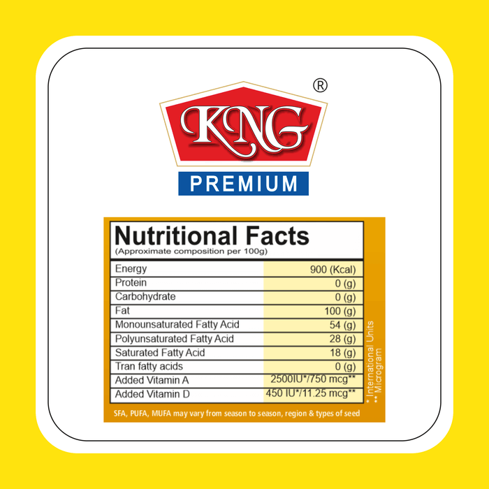 KNG Peanut Health Filtered Cooking Oil Nutrition